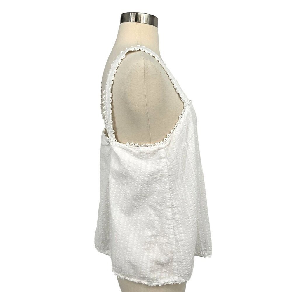Show Me Your Mumu Size M Cherish Tank Top White Button Ruffle 100% Cotton - Picture 6 of 12